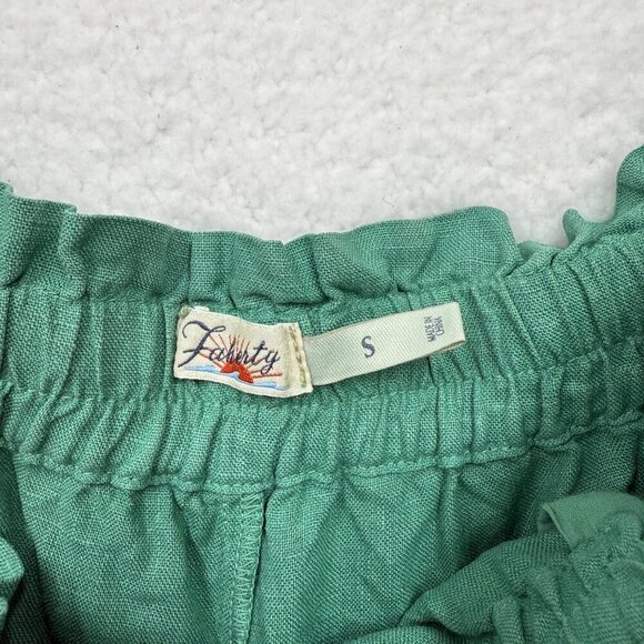 Faherty Laguna 100% Linen Elastic Tie Waist Shorts Pockets Green Beachy Womens S - Picture 6 of 10